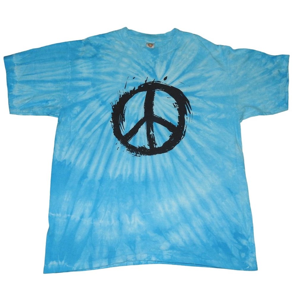 Vintage 90s Sundog Peace Sign Matthew 5:9 Tie Dye T-Shirt Adult Large